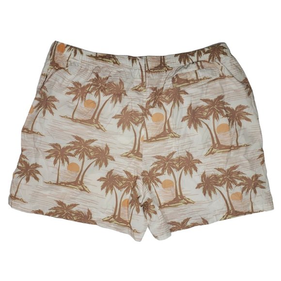 Palm Tree Swim Trunks Board Shorts Brief-Lined Pull-On Sunset Tropical Island - Picture 2 of 4